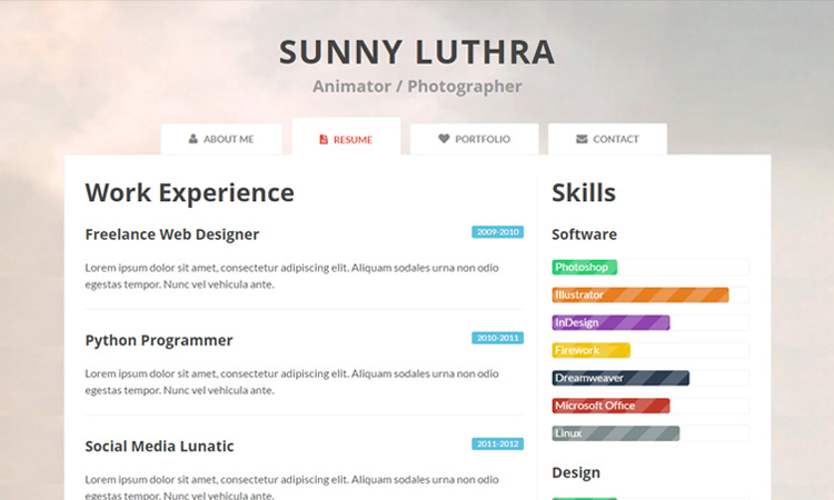 20 Best Free Html Resume Templates By Trendy Theme